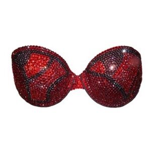 Crystal Rhinestone Classic Red Tones Mixed Swirls Glam Bling Strapless Bra New